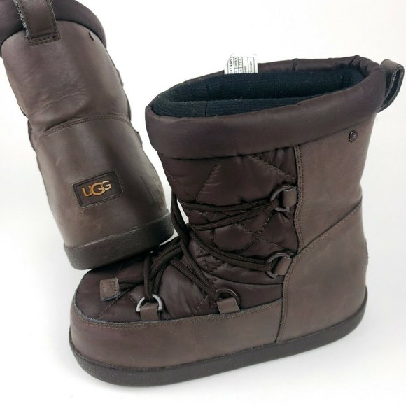 UGG Other - UGG Leather Insulated Snow Boots Dark Brown Size 2
